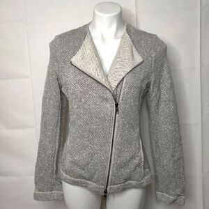 Eileen Fisher Twisted Terry Gray Moto Jacket Sz S